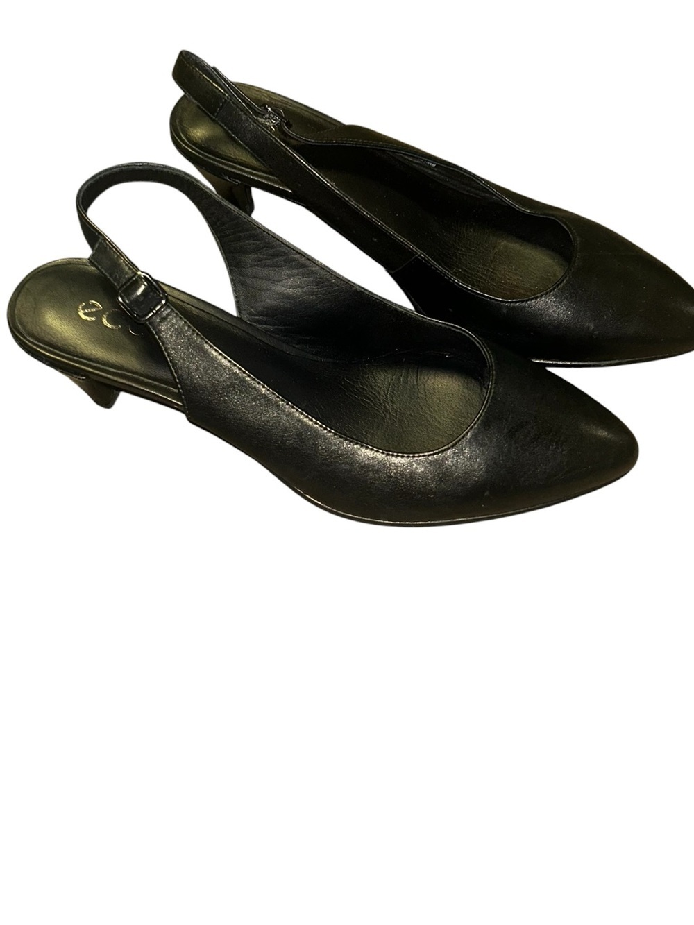 ECCO Shape 45 Pointy Sleek Slingback Pumps in black leather size 8